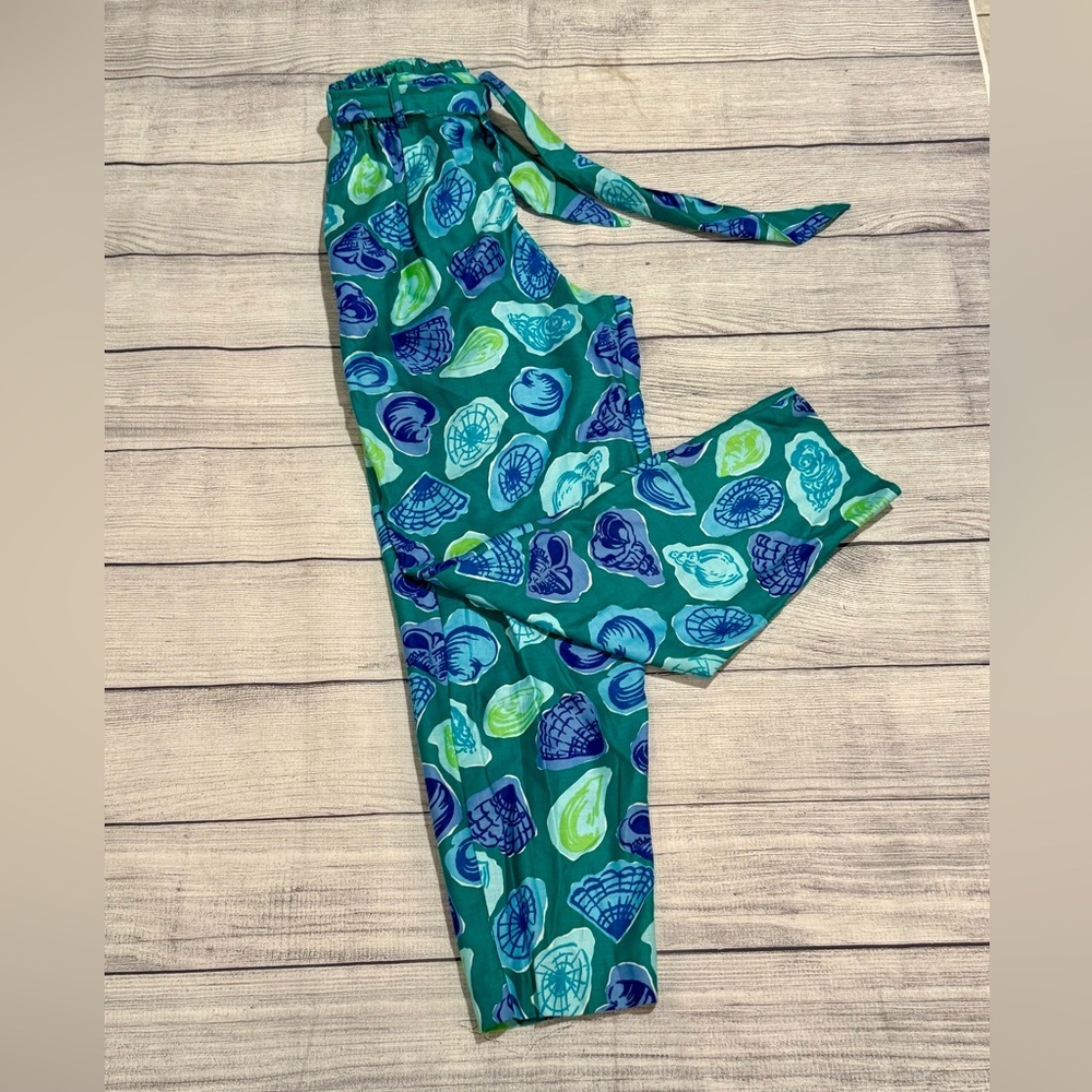 Talbots Petite Collection Shell Print green Pants… - image 6